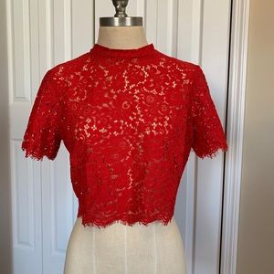 Express Red Lace Crop Top